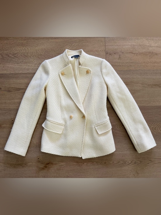 Vince Jackets & Blazers - Vince Ivory Textured Wool Blend Double Breasted Blazer Jacket Size 0